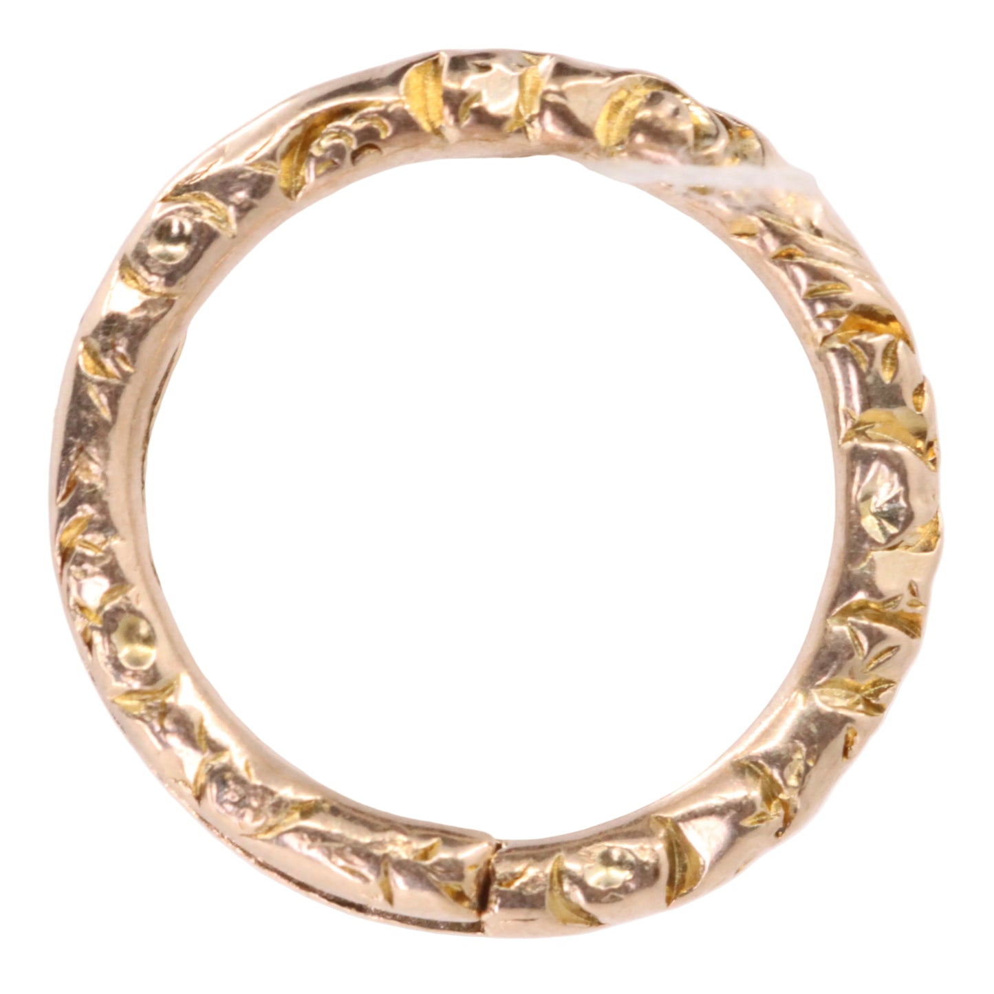 Vintage 9ct Yellow Gold Engraved Split Ring Suspension Loop Pendant Bail Finding