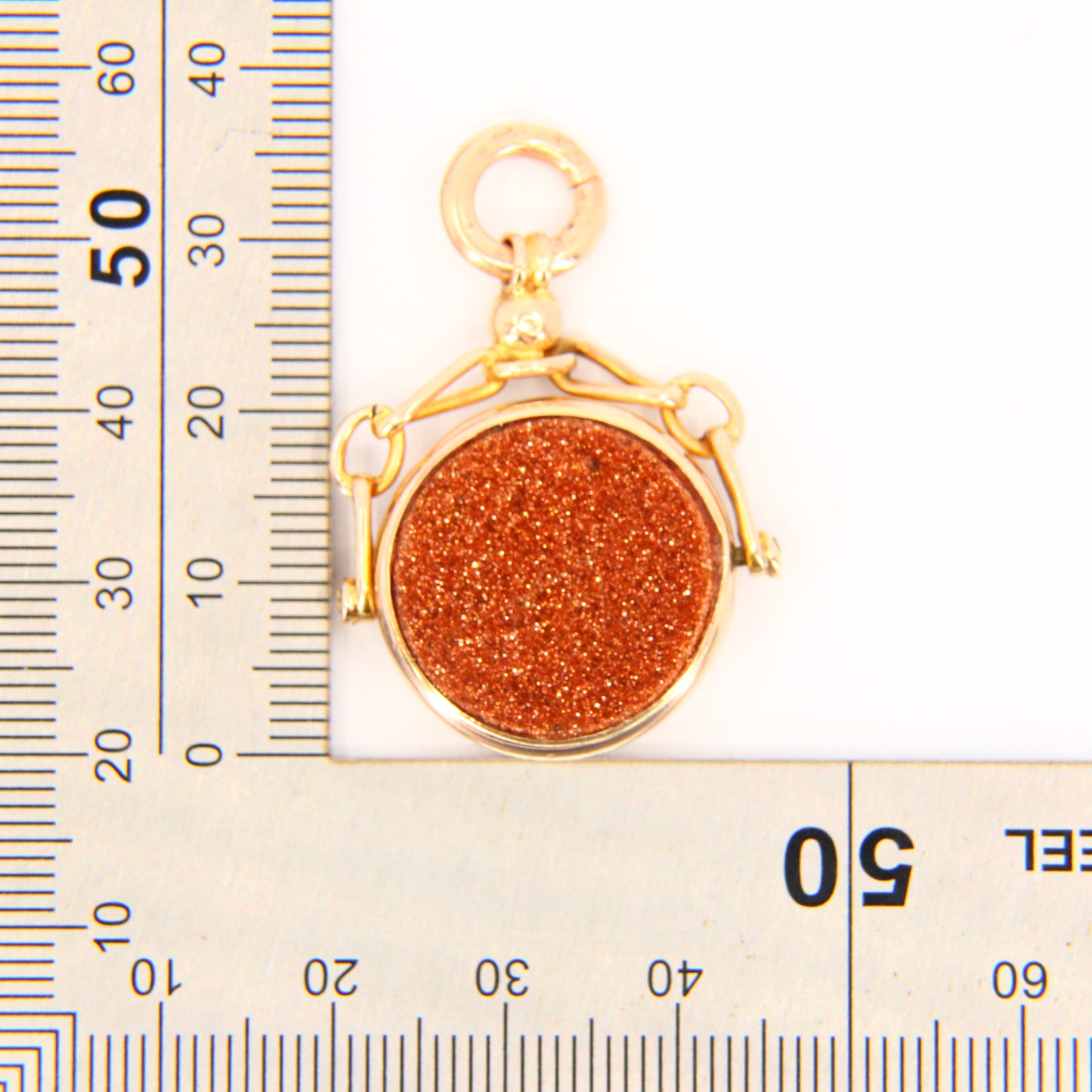 Antique 9ct Goldstone Spinner Pendant 1913 Hallmarked Yellow Gold Charm Gift