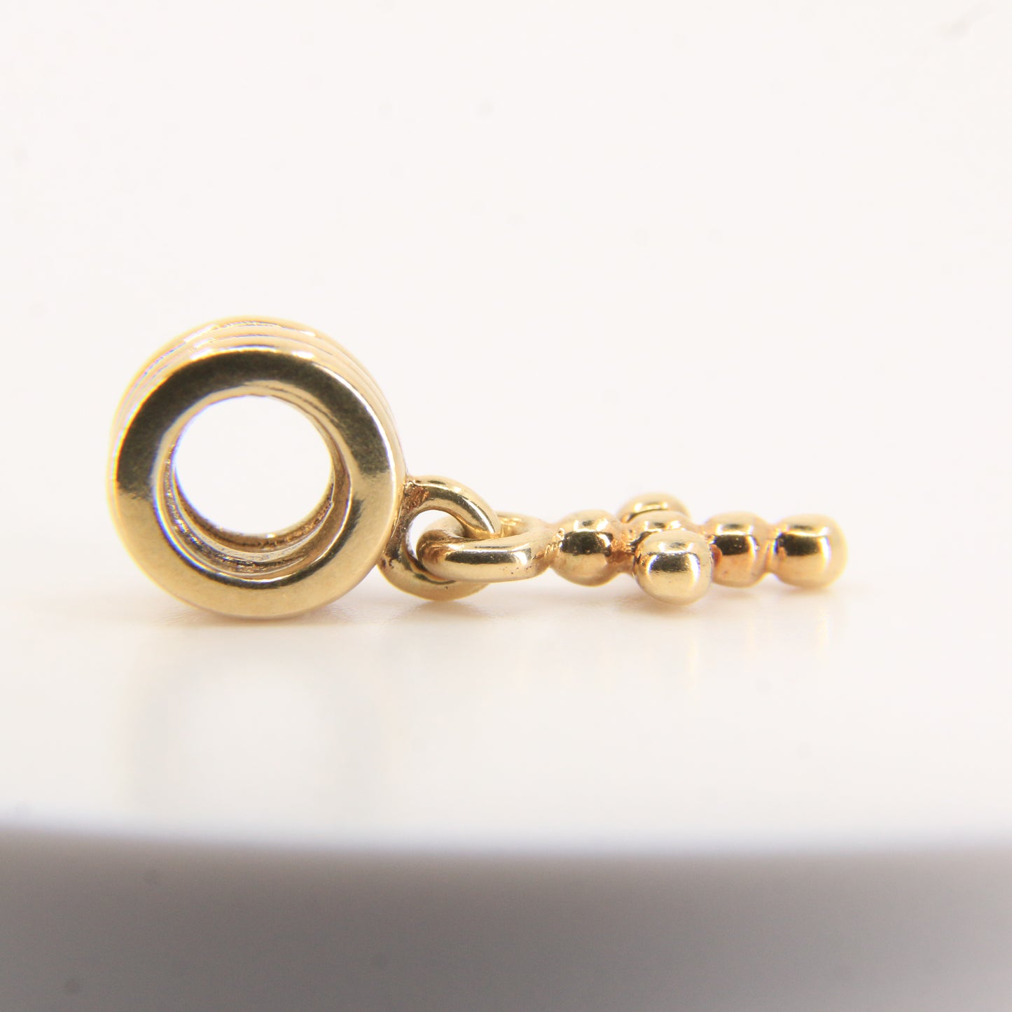 Pandora 14ct Solid Gold Hanging Cross Charm Threaded Yellow Gold Bracelet Bead