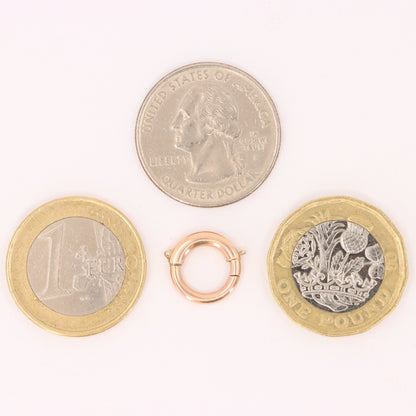 Antique 9ct Rose Gold Spring Ring Clasp Charm Holder Jewellery Finding Clip