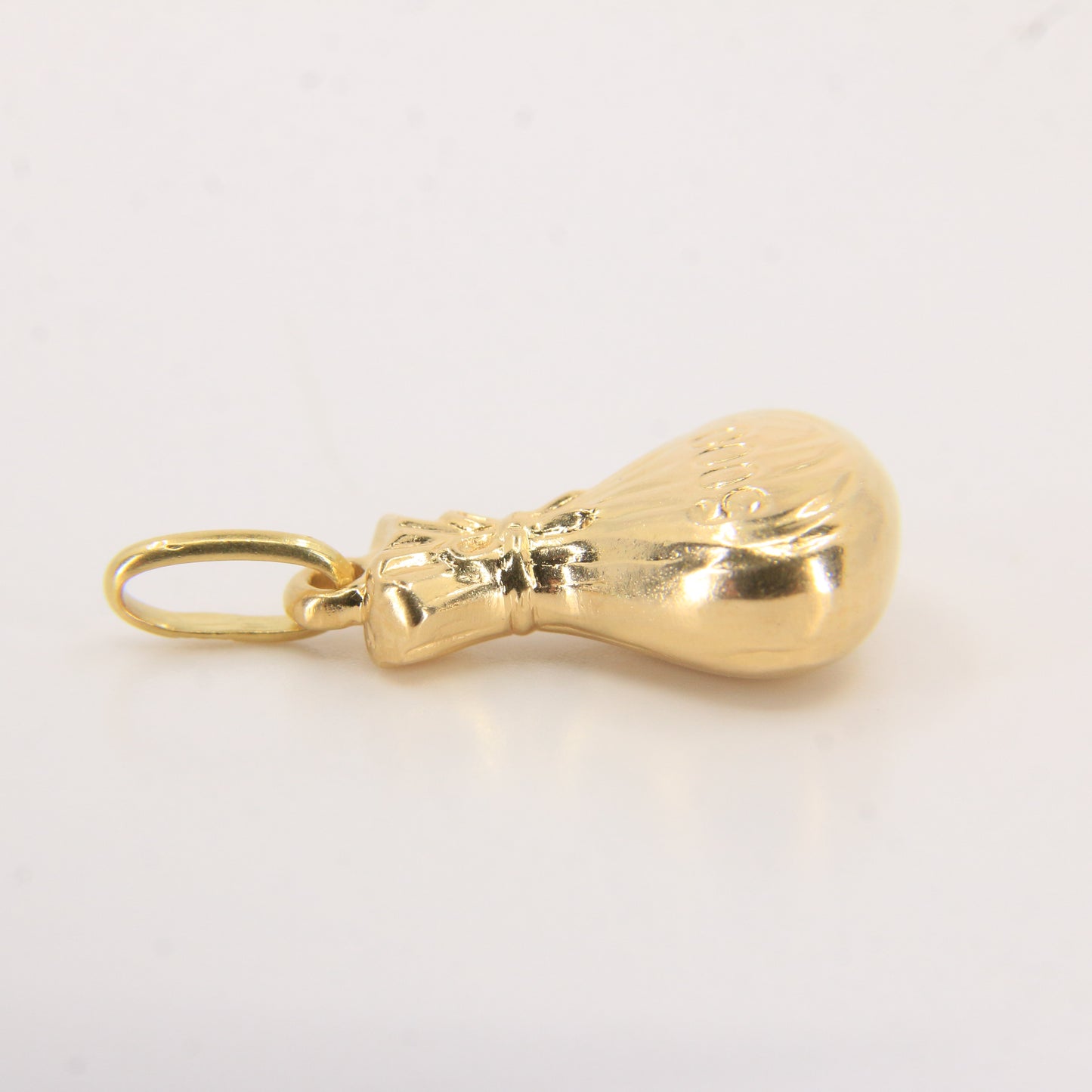 Vintage 18ct Yellow Gold Money Bag Pendant 5000 Dollar Wealth Charm Gift
