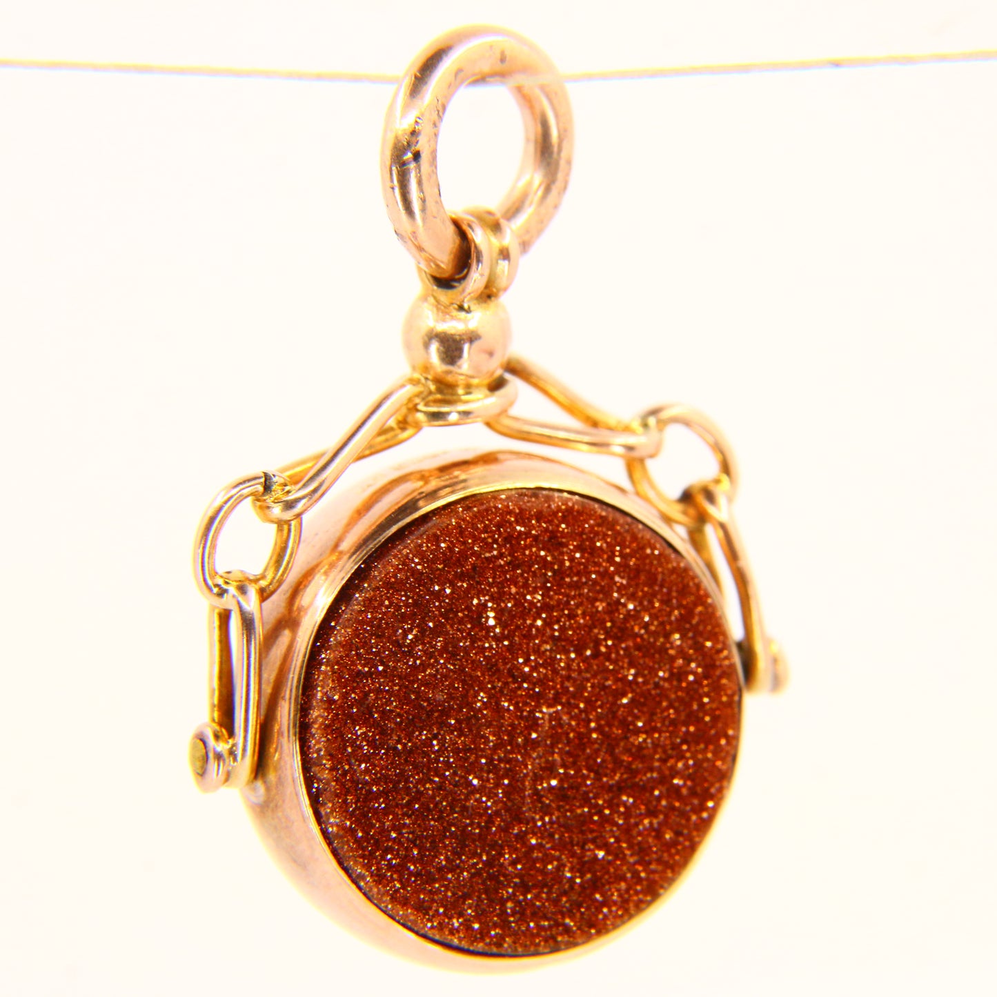 Antique 9ct Goldstone Spinner Pendant 1913 Hallmarked Yellow Gold Charm Gift