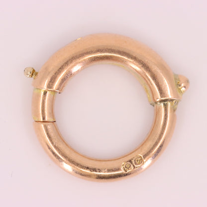 Antique 9ct Rose Gold Spring Ring Clasp Charm Holder Jewellery Finding Clip