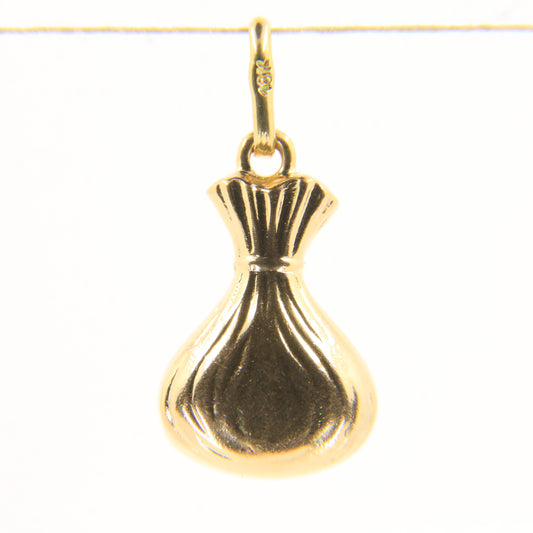 Vintage 18ct Yellow Gold Money Bag Pendant 5000 Dollar Wealth Charm Gift