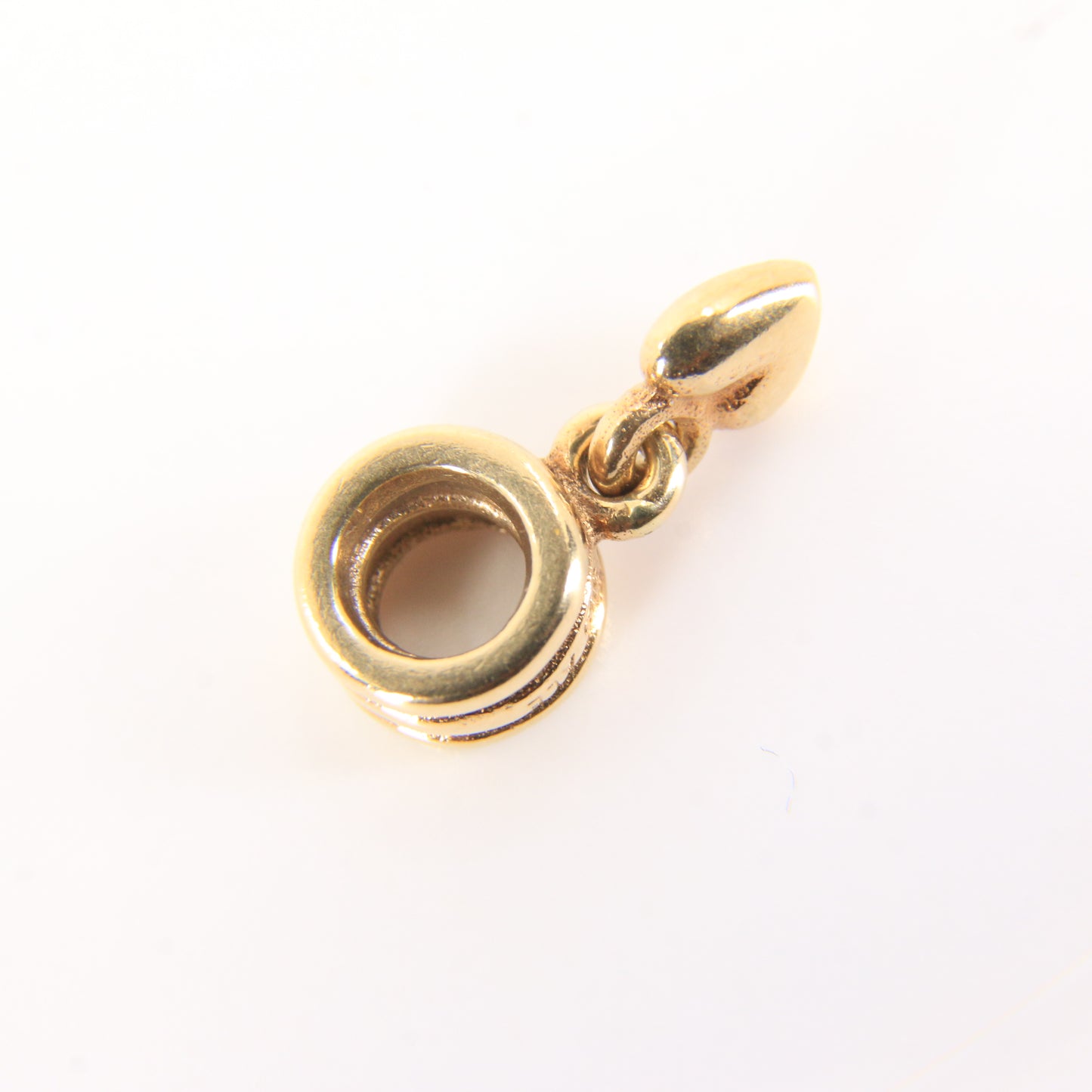 Pandora 14ct Solid Gold Hanging Heart Charm Threaded Yellow Gold Bracelet Bead