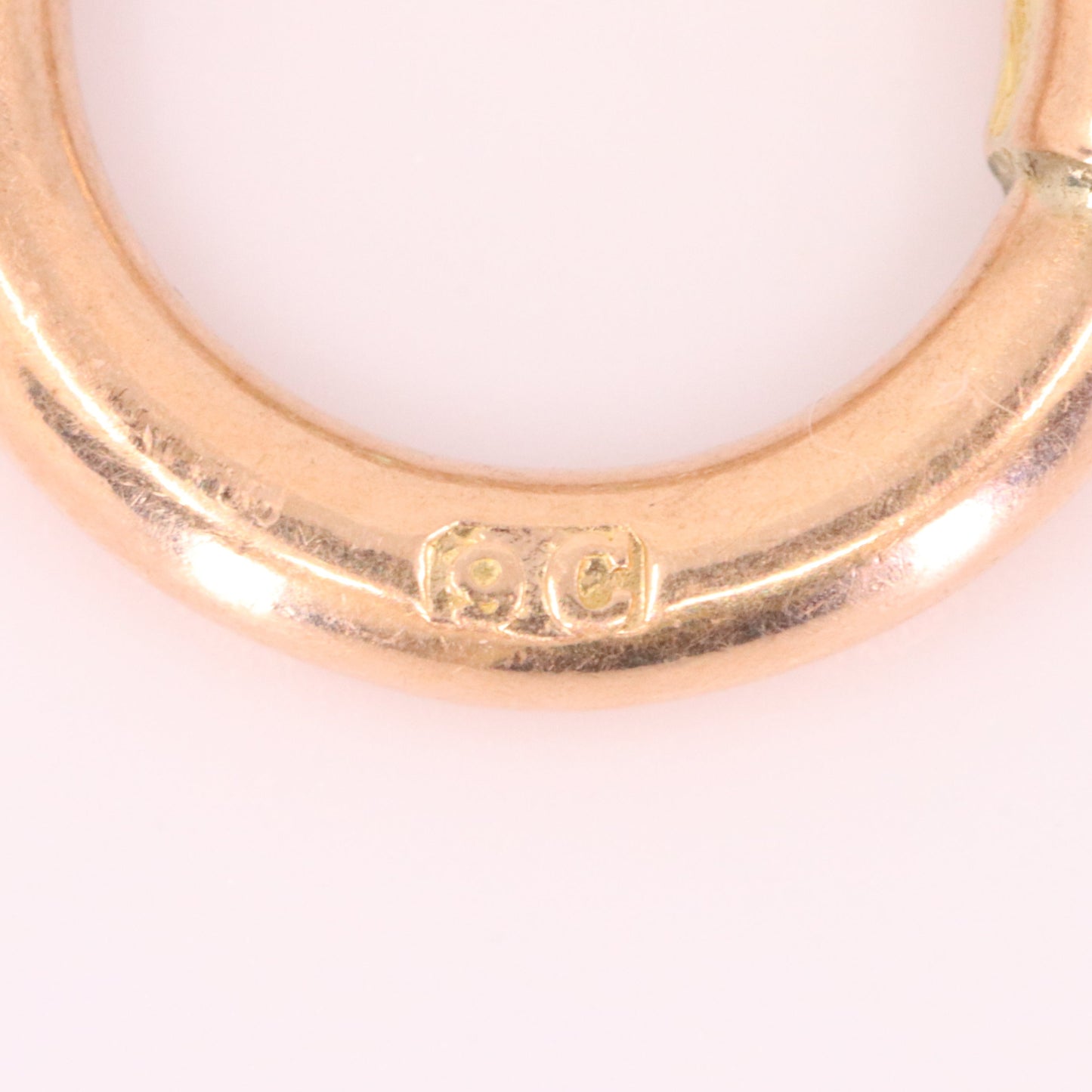 Antique 9ct Rose Gold Spring Ring Clasp Charm Holder Jewellery Finding Clip