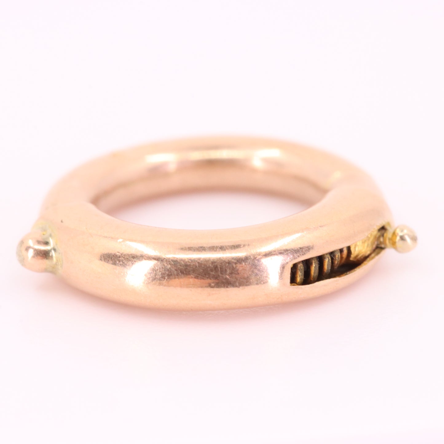 Antique 9ct Rose Gold Spring Ring Clasp Charm Holder Jewellery Finding Clip