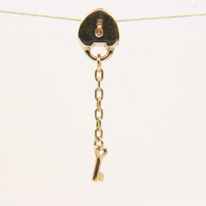 Pandora 14ct Solid Gold Heart Lock & Key Charm Threaded Yellow Gold Bracelet Bead