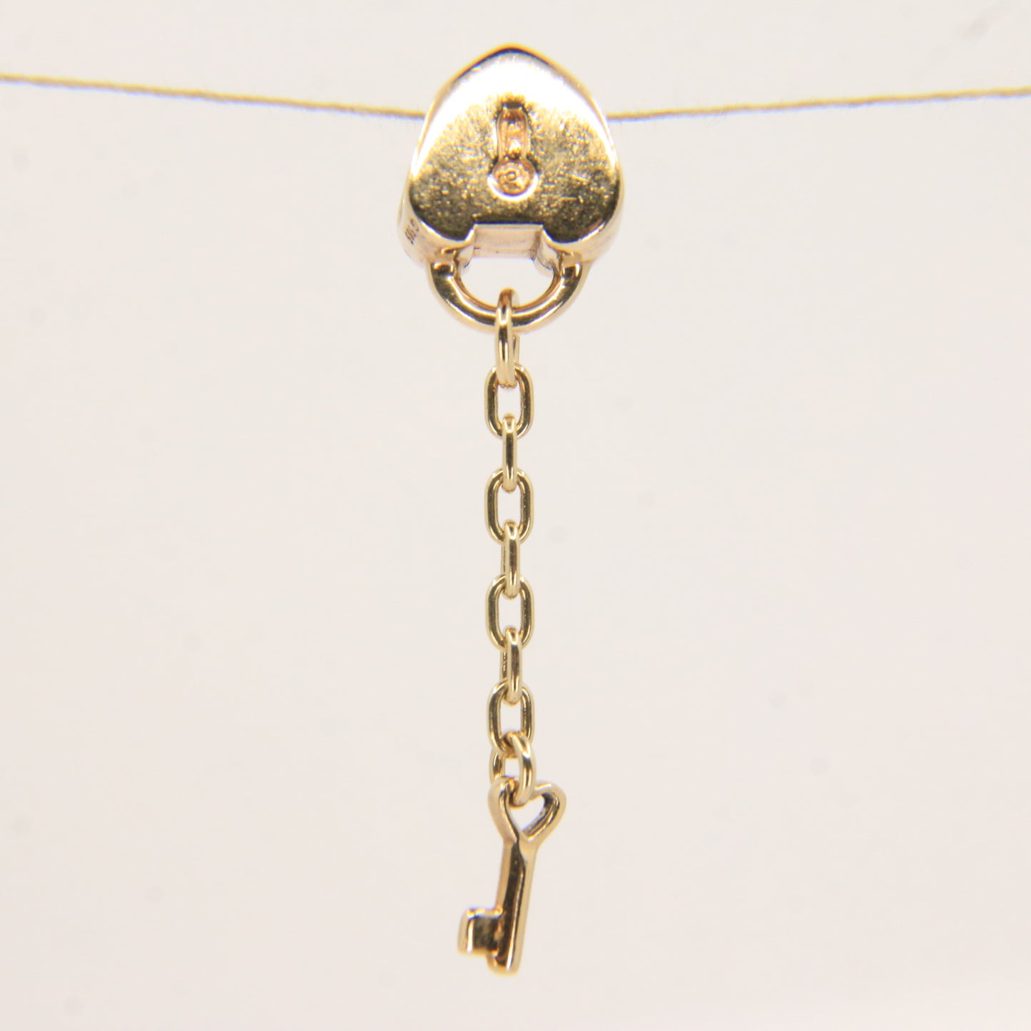 Pandora 14ct Solid Gold Heart Lock & Key Charm Threaded Yellow Gold Bracelet Bead