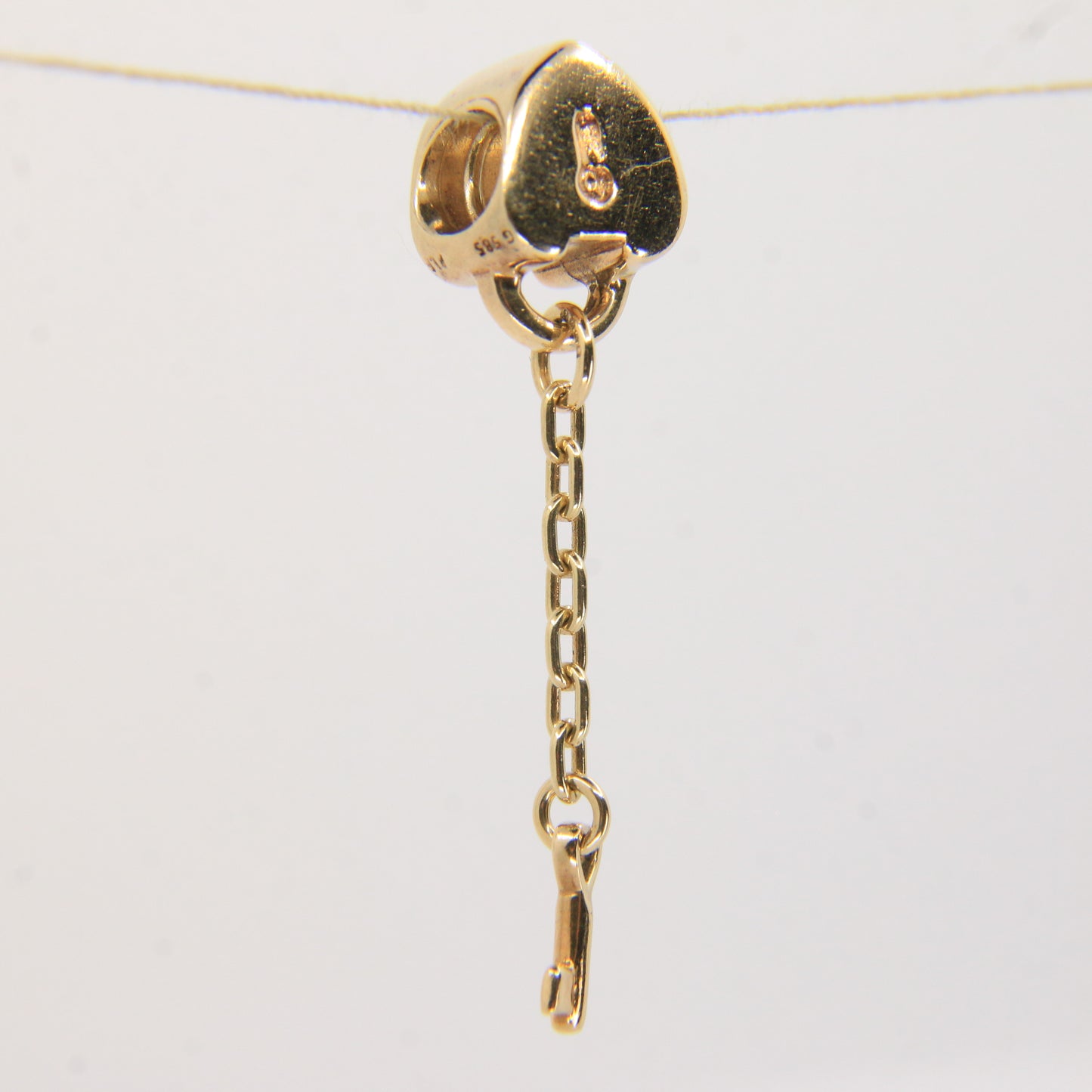 Pandora 14ct Solid Gold Heart Lock & Key Charm Threaded Yellow Gold Bracelet Bead