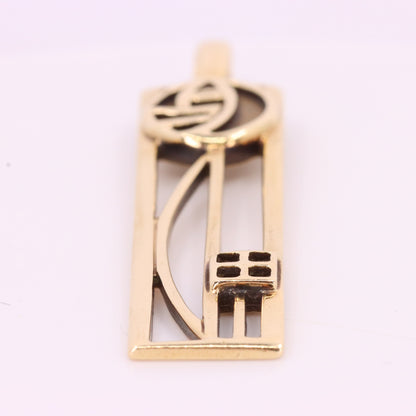 Vintage 9ct Hallmarked Gold Art Nouveau Rennie Mackintosh Pendant Boxed Gift