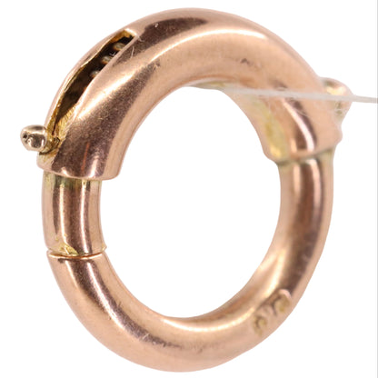 Antique 9ct Rose Gold Spring Ring Clasp Charm Holder Jewellery Finding Clip