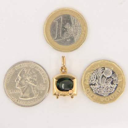 Vintage 18ct Yellow Gold Retro TV Charm Green Gem UnoAErre Pendant Collectible