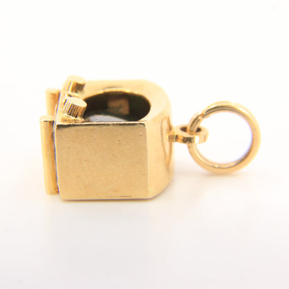 Vintage 18ct Yellow Gold Retro TV Charm Green Gem UnoAErre Pendant Collectible