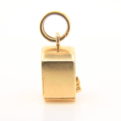 Vintage 18ct Yellow Gold Retro TV Charm Green Gem UnoAErre Pendant Collectible