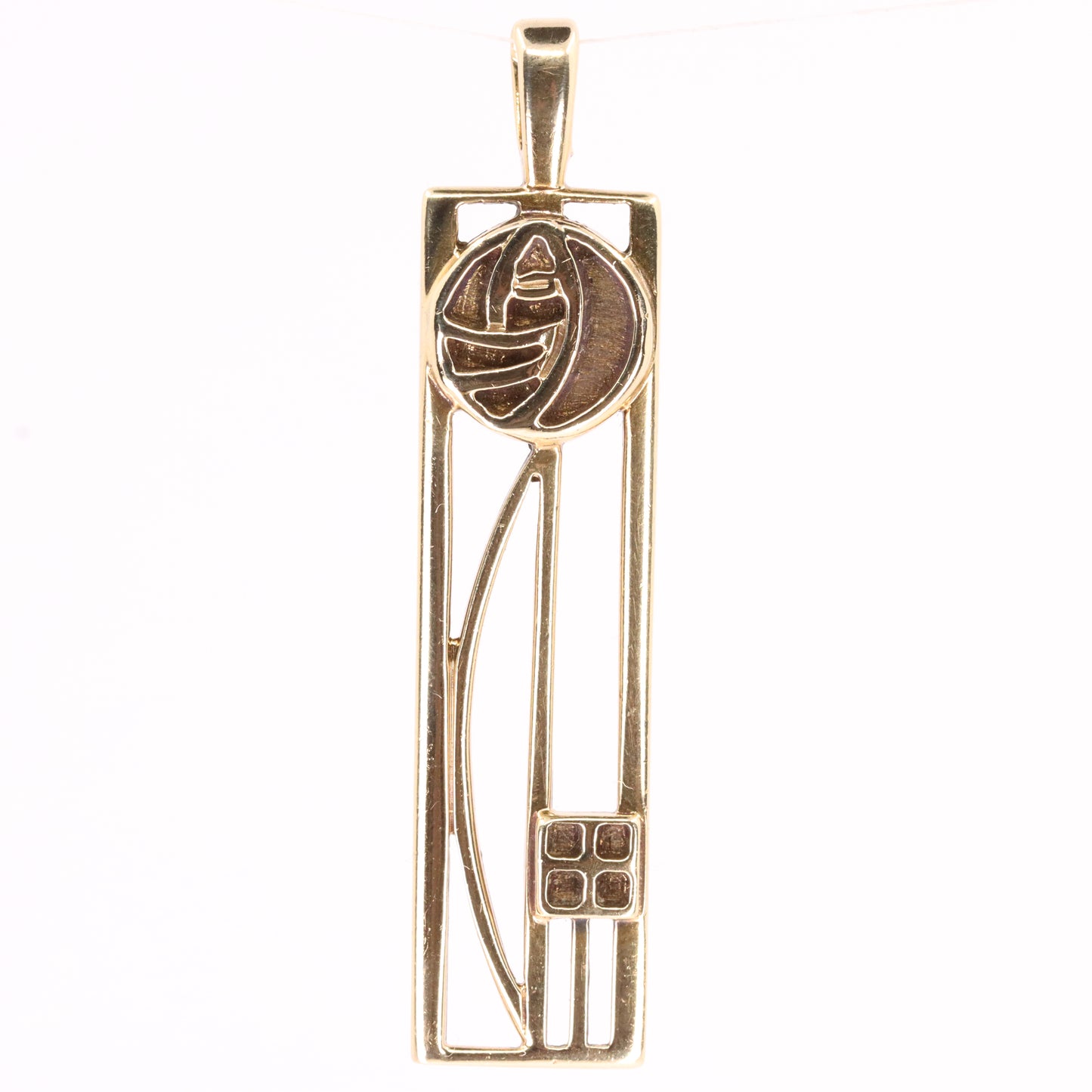 Vintage 9ct Hallmarked Gold Art Nouveau Rennie Mackintosh Pendant Boxed Gift