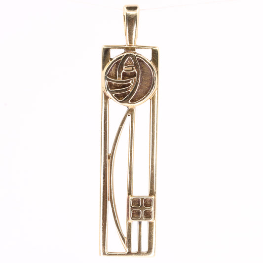 Vintage 9ct Hallmarked Gold Art Nouveau Rennie Mackintosh Pendant Boxed Gift