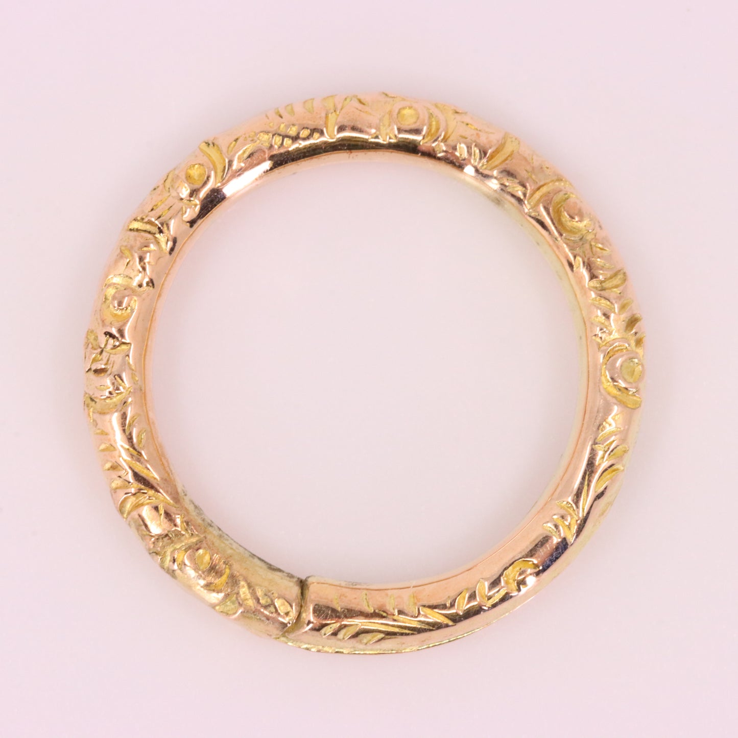 Vintage 14k Rose Gold Floral Engraved Split Ring Suspension Loop Pendant Bail