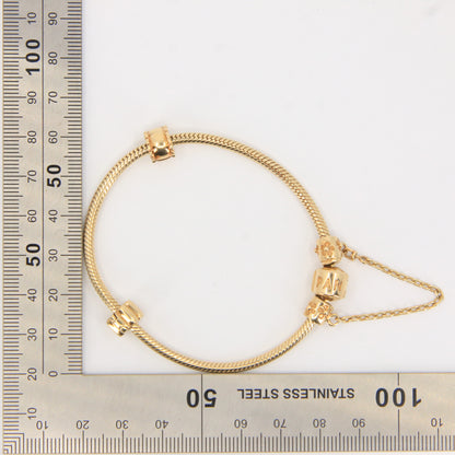 Pandora 14ct Solid Gold Snake Chain Bracelet 19cm Yellow Gold Moments Collection