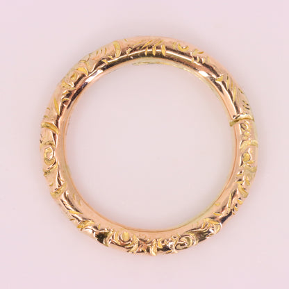 Vintage 14k Rose Gold Floral Engraved Split Ring Suspension Loop Pendant Bail