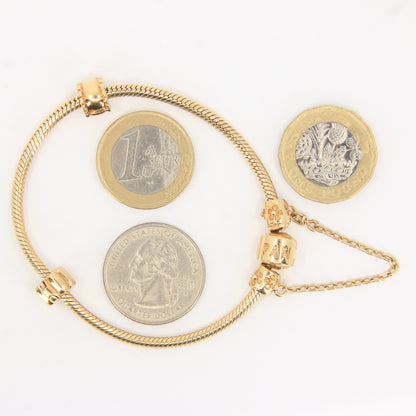 Pandora 14ct Solid Gold Snake Chain Bracelet 19cm Yellow Gold Moments Collection
