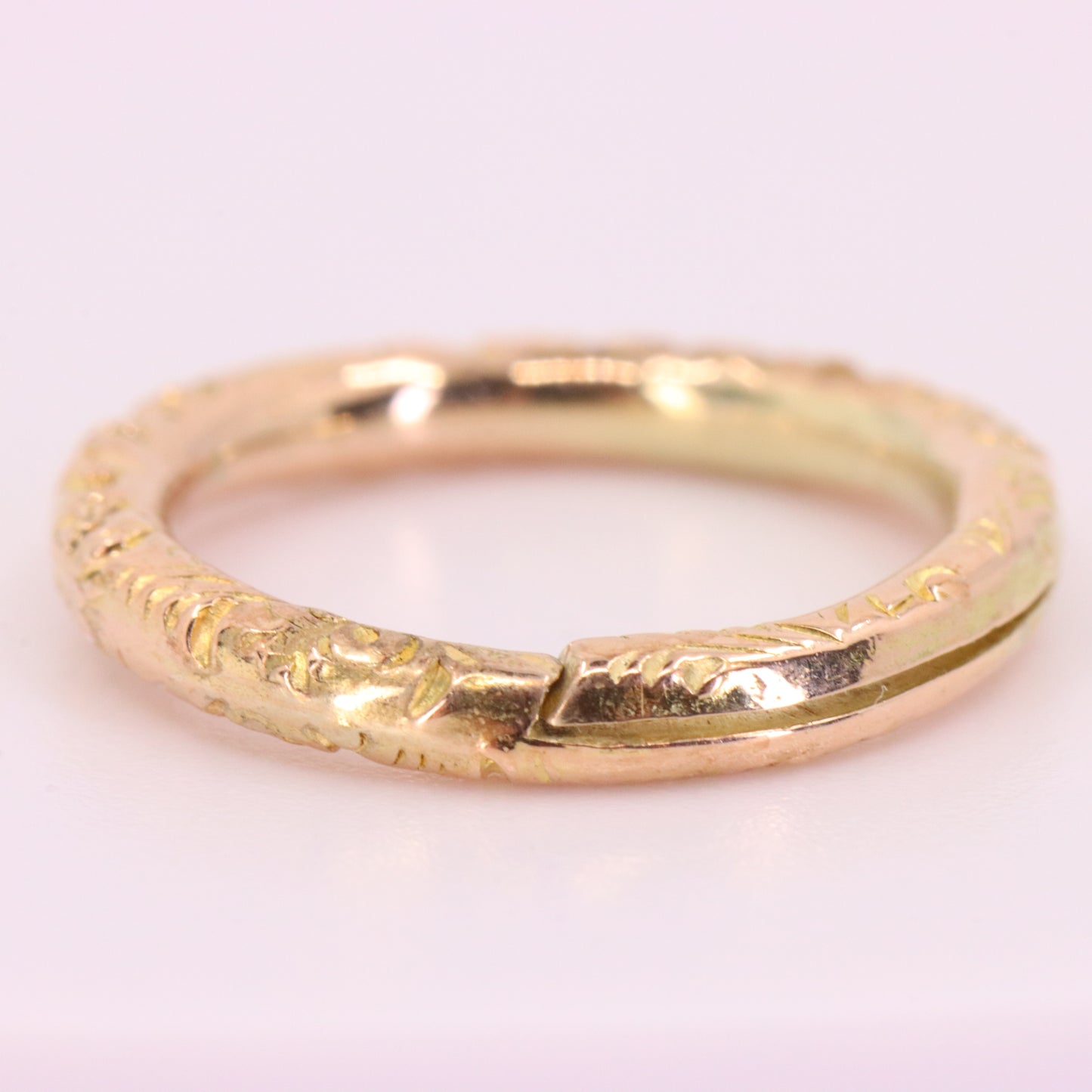 Vintage 14k Rose Gold Floral Engraved Split Ring Suspension Loop Pendant Bail