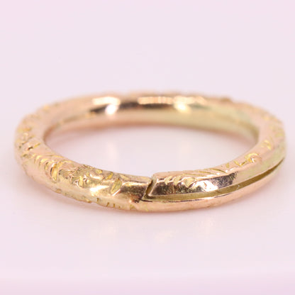 Vintage 14k Rose Gold Floral Engraved Split Ring Suspension Loop Pendant Bail