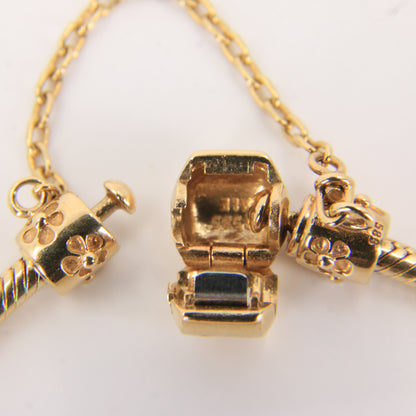 Pandora 14ct Solid Gold Snake Chain Bracelet 19cm Yellow Gold Moments Collection
