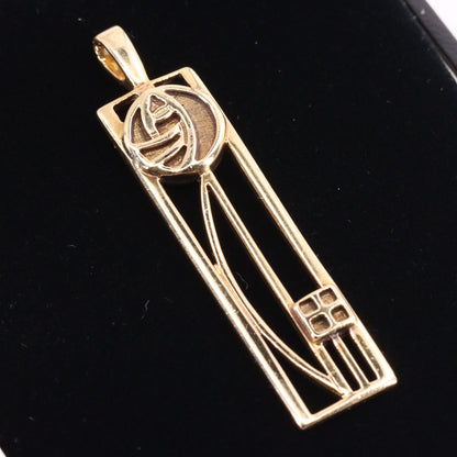 Vintage 9ct Hallmarked Gold Art Nouveau Rennie Mackintosh Pendant Boxed Gift