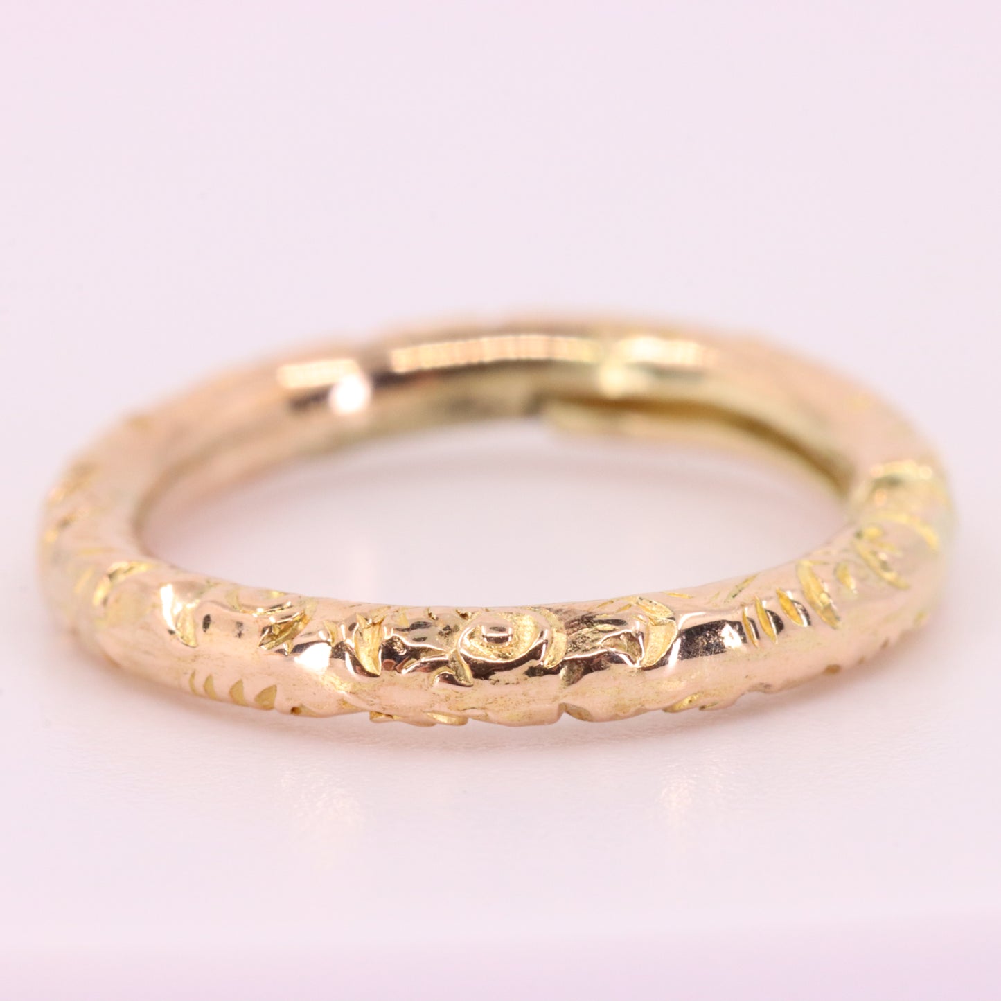 Vintage 14k Rose Gold Floral Engraved Split Ring Suspension Loop Pendant Bail