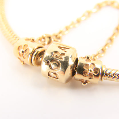 Pandora 14ct Solid Gold Snake Chain Bracelet 19cm Yellow Gold Moments Collection