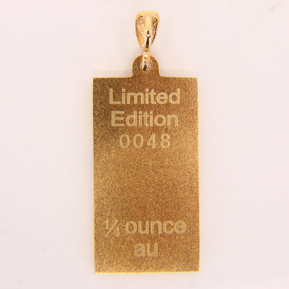 Vintage 1/4 Ounce 9ct Gold Ingot Pendant Limited Edition Sovereign Stone Studded