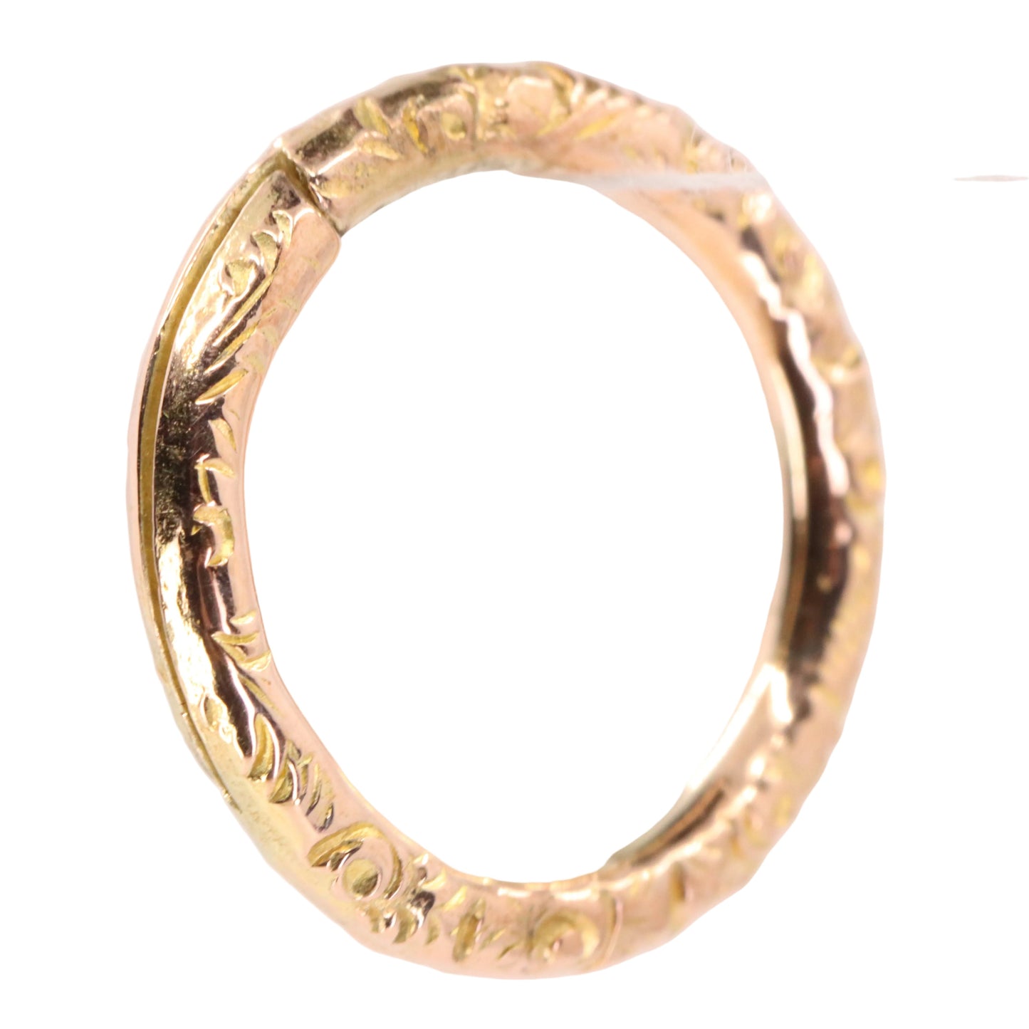 Vintage 14k Rose Gold Floral Engraved Split Ring Suspension Loop Pendant Bail