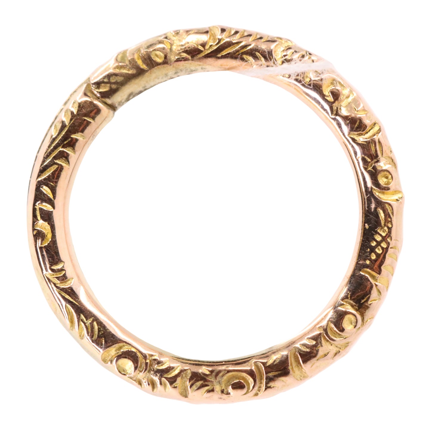 Vintage 14k Rose Gold Floral Engraved Split Ring Suspension Loop Pendant Bail