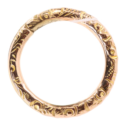 Vintage 14k Rose Gold Floral Engraved Split Ring Suspension Loop Pendant Bail