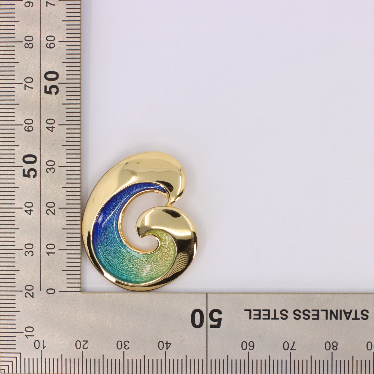 Sheila Fleet 18ct Hallmarked Gold Wave Enamel Pendant Orkney Designer Boxed Gift
