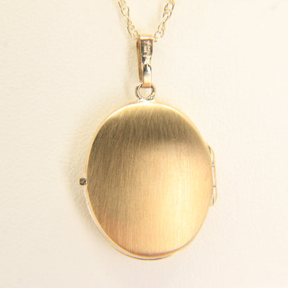 Vintage 9ct Gold Floral Oval Locket Pendant Necklace 18" Singapore Chain Boxed