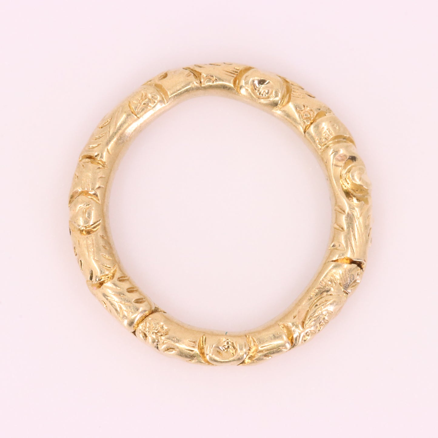 Vintage 9ct Yellow Gold Engraved Split Ring Suspension Loop Pendant Bail Finding