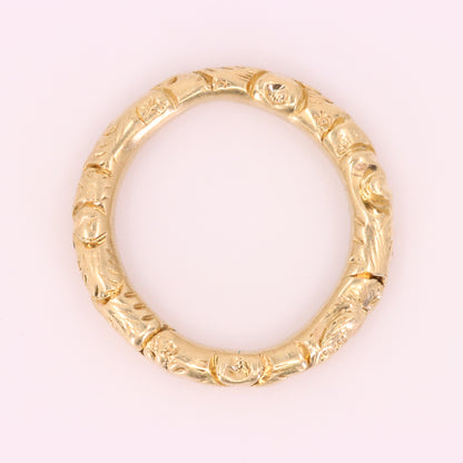 Vintage 9ct Yellow Gold Engraved Split Ring Suspension Loop Pendant Bail Finding
