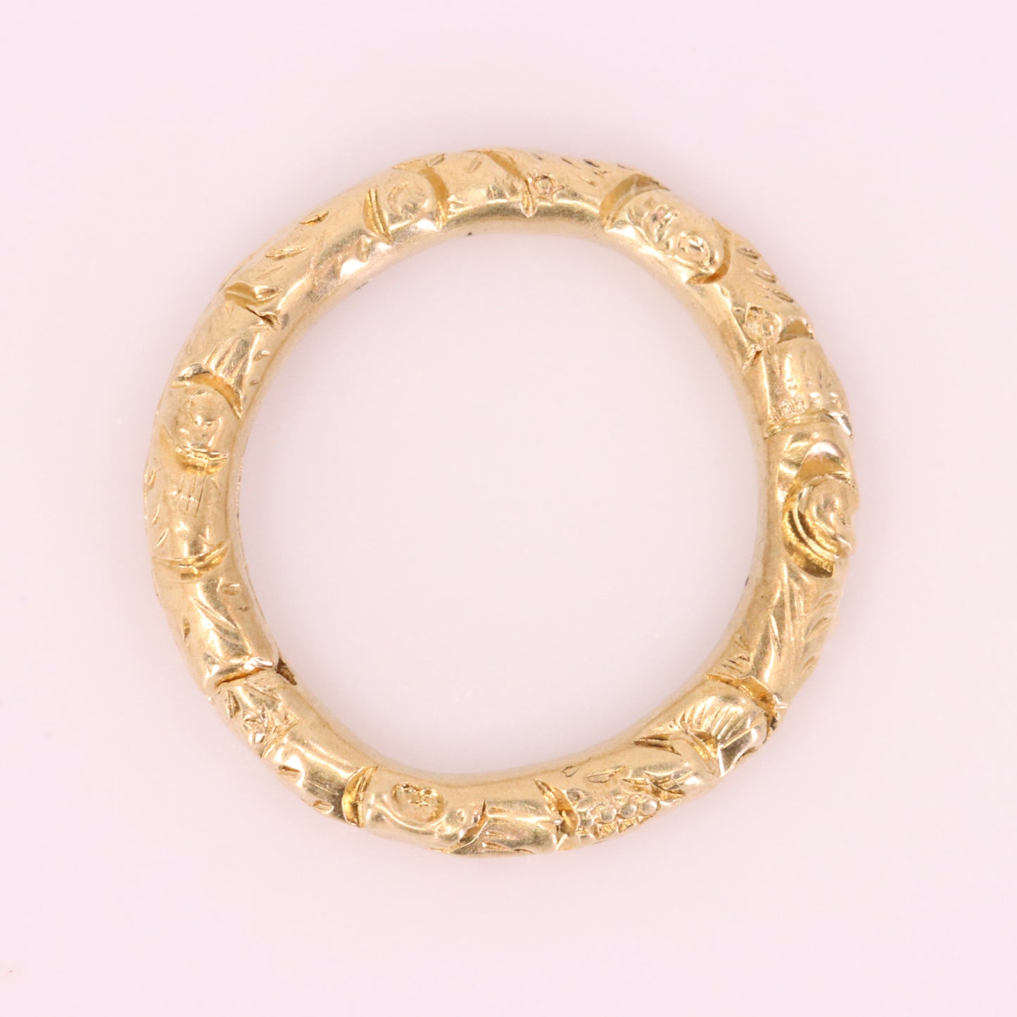 Vintage 9ct Yellow Gold Engraved Split Ring Suspension Loop Pendant Bail Finding