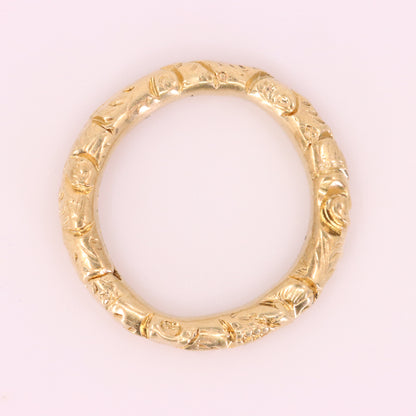 Vintage 9ct Yellow Gold Engraved Split Ring Suspension Loop Pendant Bail Finding