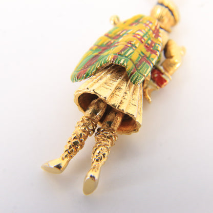 Vintage 9ct Hallmarked Yellow Gold Scottish Highland Dancer Articulated Charm