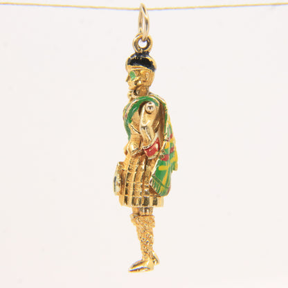 Vintage 9ct Hallmarked Yellow Gold Scottish Highland Dancer Articulated Charm