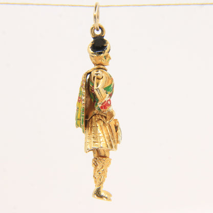 Vintage 9ct Hallmarked Yellow Gold Scottish Highland Dancer Articulated Charm