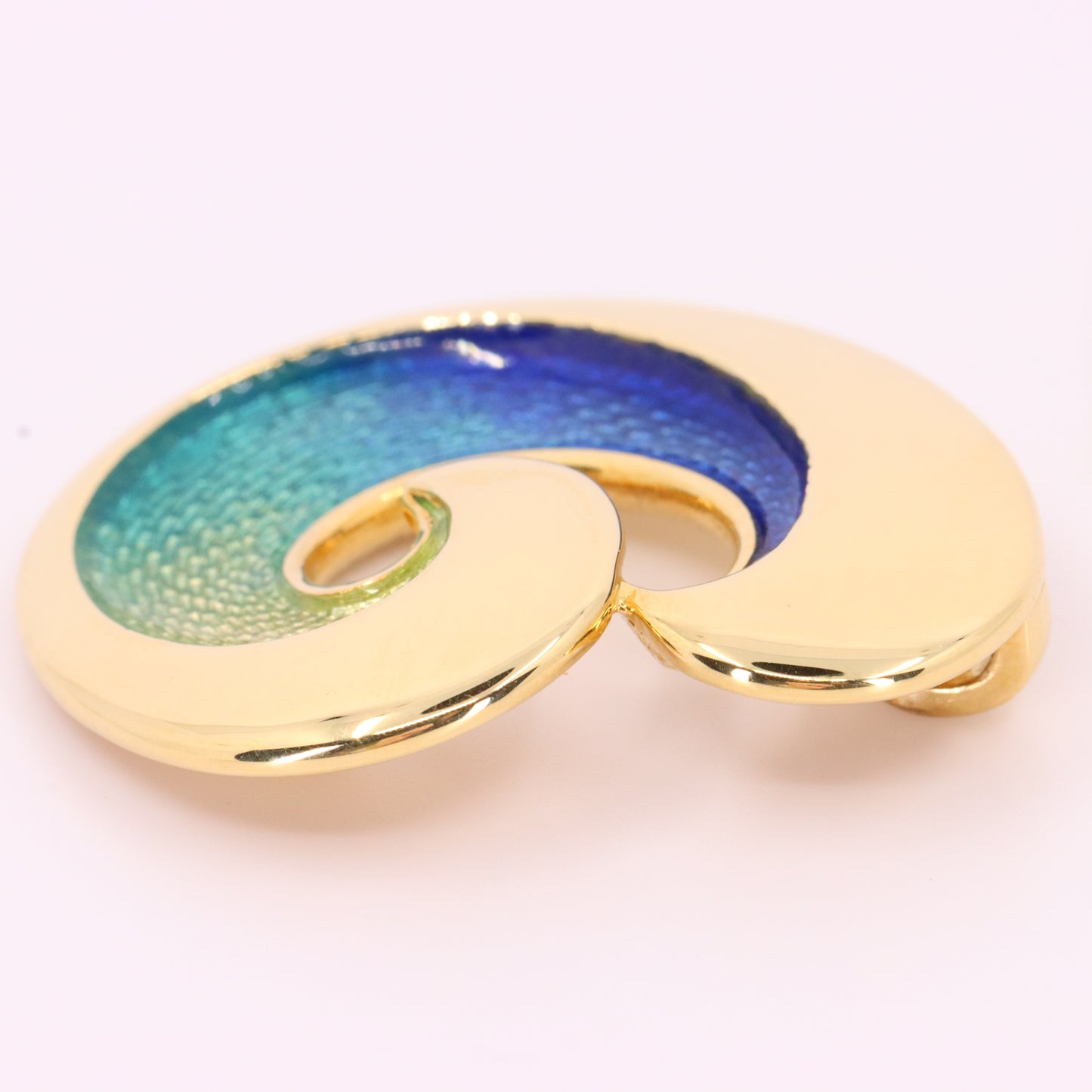 Sheila Fleet 18ct Hallmarked Gold Wave Enamel Pendant Orkney Designer Boxed Gift