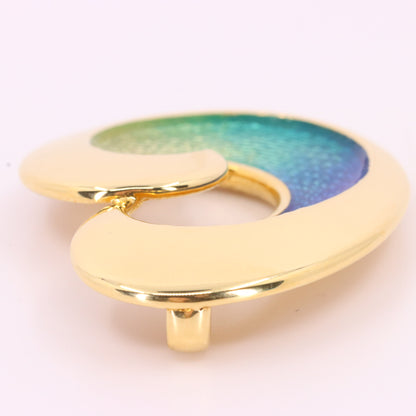 Sheila Fleet 18ct Hallmarked Gold Wave Enamel Pendant Orkney Designer Boxed Gift