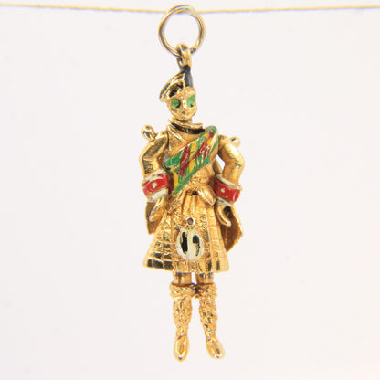 Vintage 9ct Hallmarked Yellow Gold Scottish Highland Dancer Articulated Charm