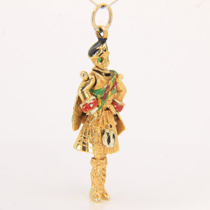 Vintage 9ct Hallmarked Yellow Gold Scottish Highland Dancer Articulated Charm
