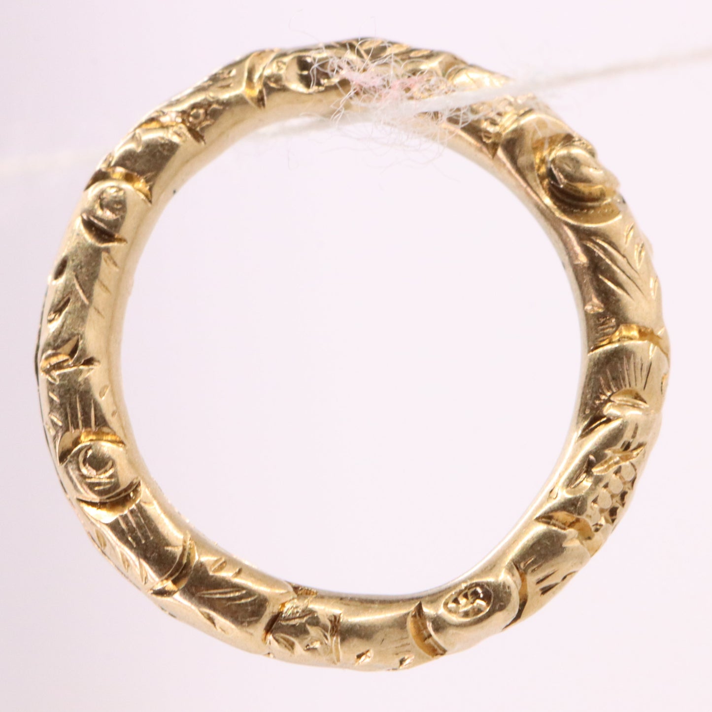 Vintage 9ct Yellow Gold Engraved Split Ring Suspension Loop Pendant Bail Finding