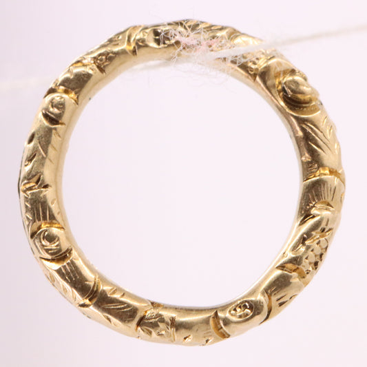 Vintage 9ct Yellow Gold Floral Engraved Split Ring Suspension Loop Pendant Bail